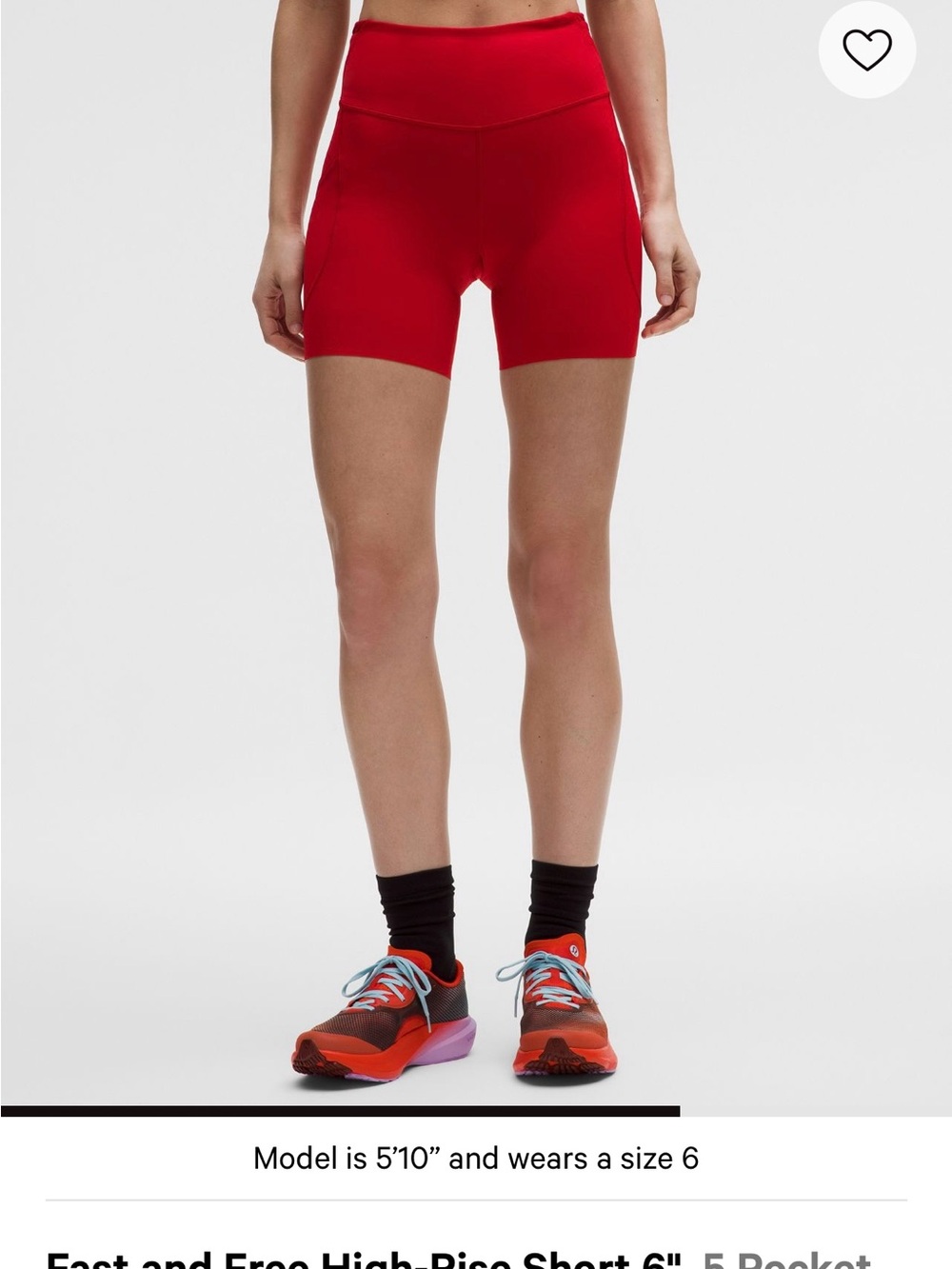 Fast and Free High-Rise Short 6" 5 Pocket Oxford Red